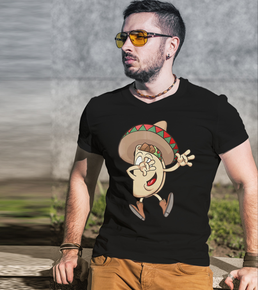 Taco Dance Funny Sombrero Wearin' Animated Taco Character T-Shirt