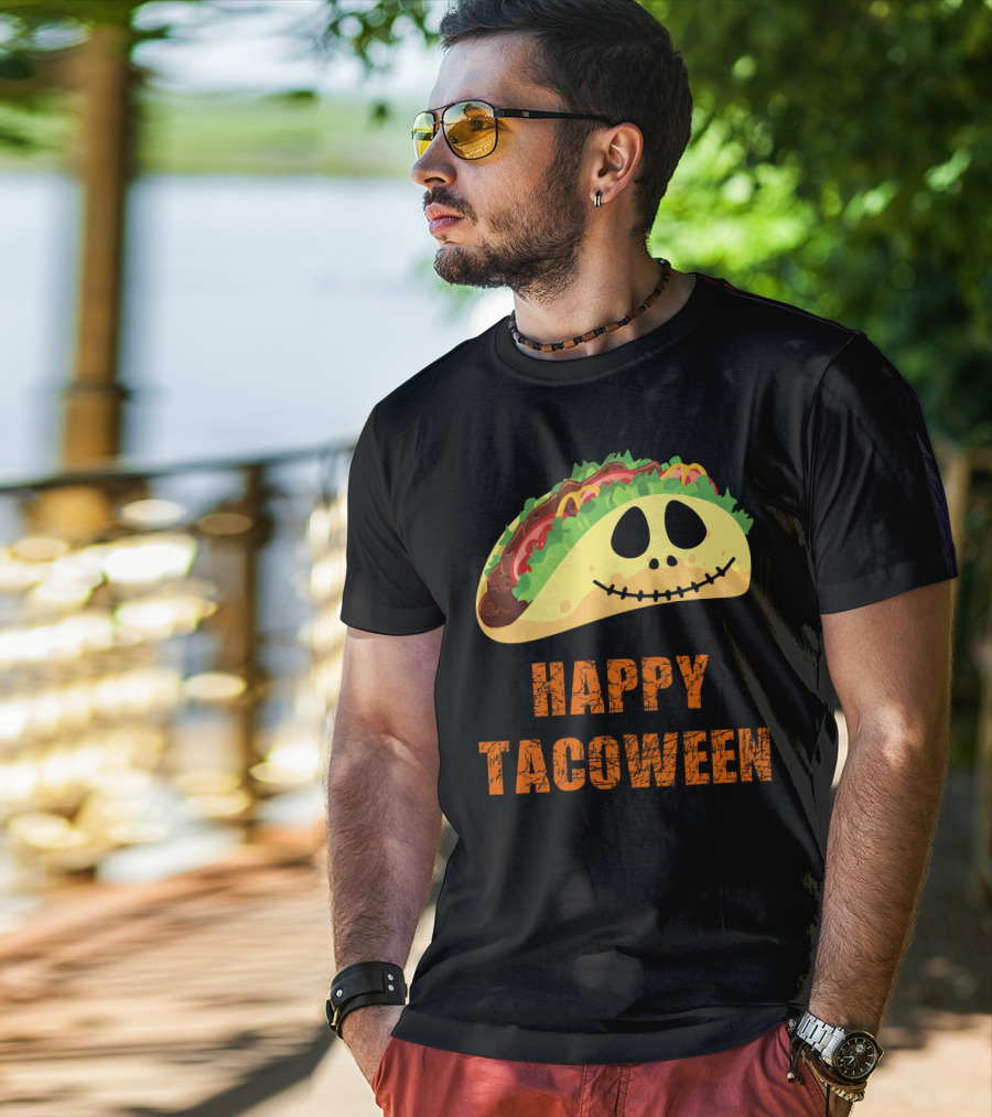 Happy Tacoween Halloween Taco Skeleton Face T-Shirt