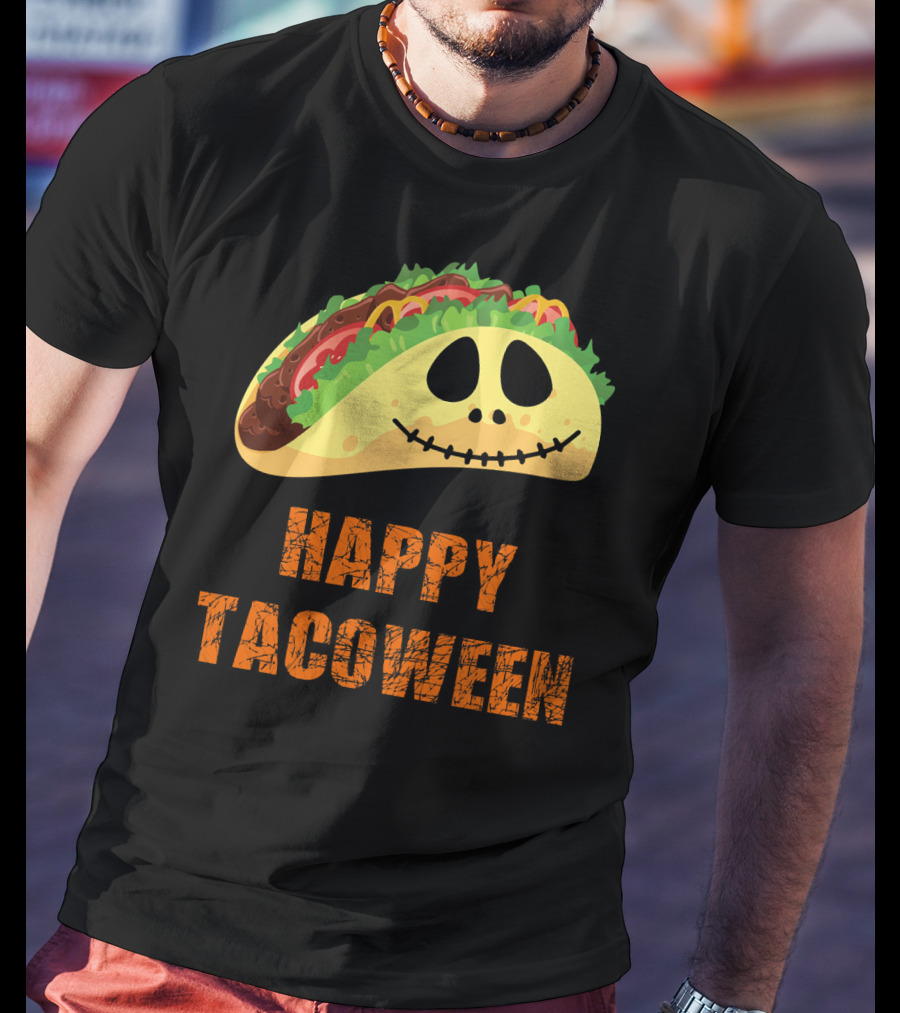 Happy Tacoween Halloween Taco Skeleton Face T-Shirt