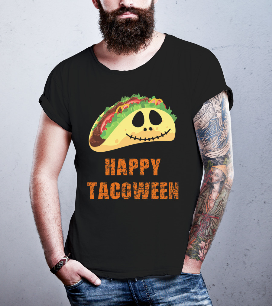 Happy Tacoween Halloween Taco Skeleton Face T-Shirt