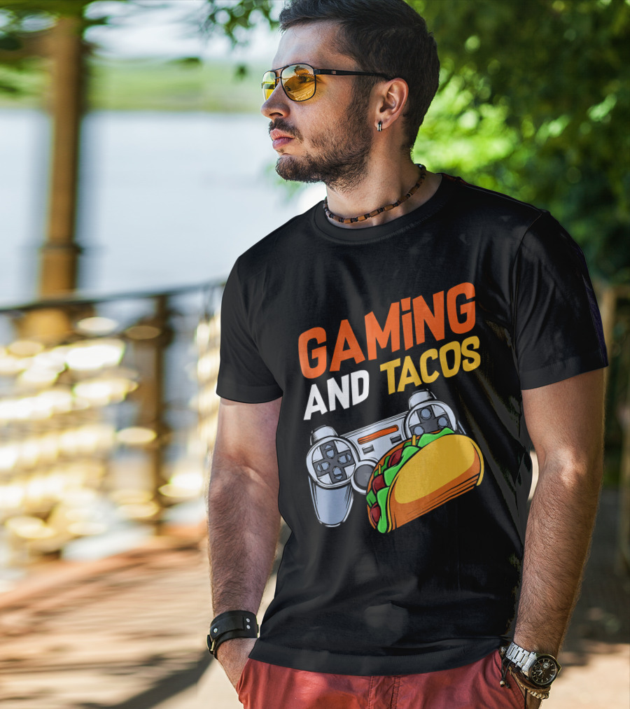 Gaming And Tacos Food Gaming Controller Fun T-Shirt