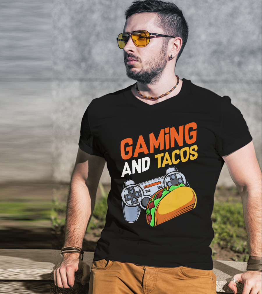 Gaming And Tacos Food Gaming Controller Fun T-Shirt