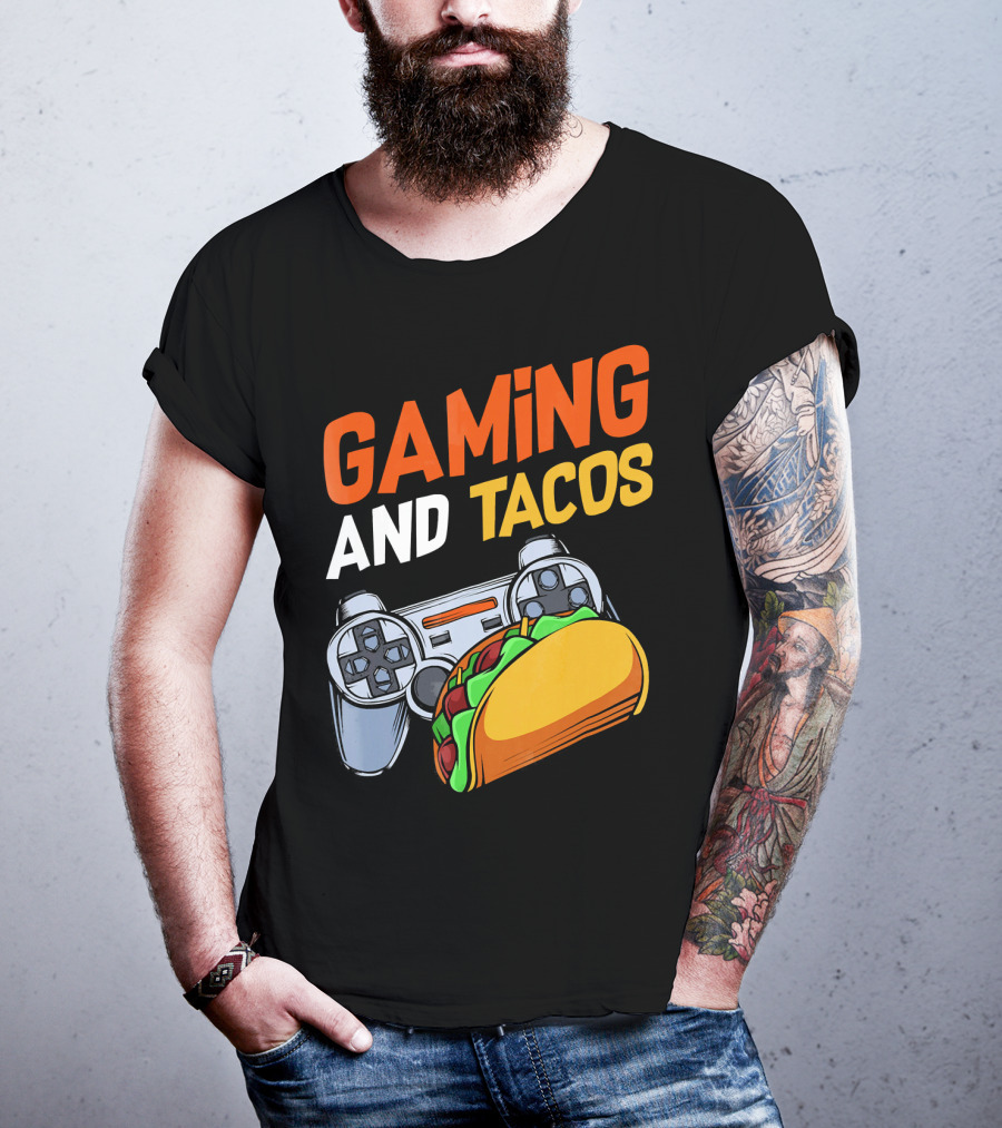 Gaming And Tacos Food Gaming Controller Fun T-Shirt