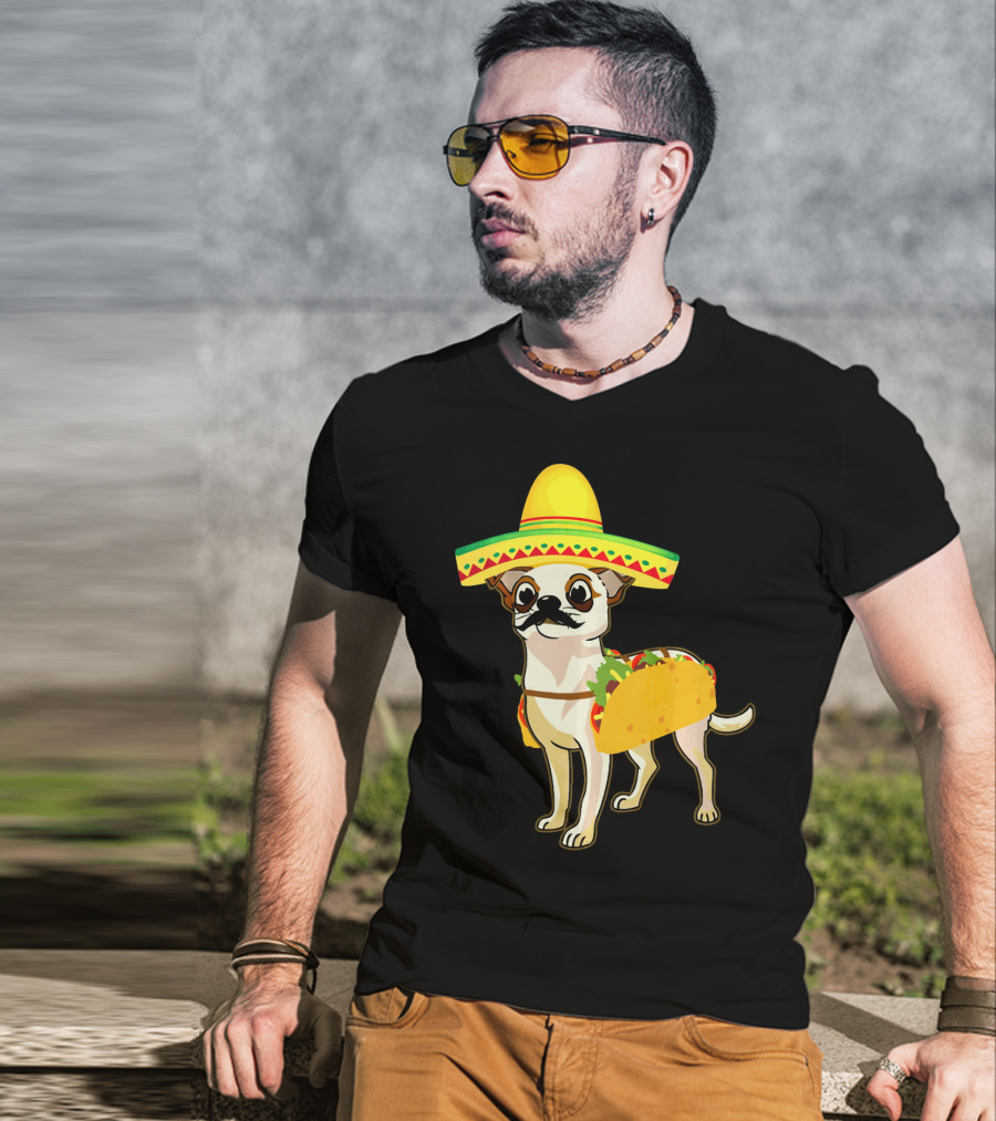 Funny Mexican Chihuahua Taco Cinco De Mayo T-Shirt
