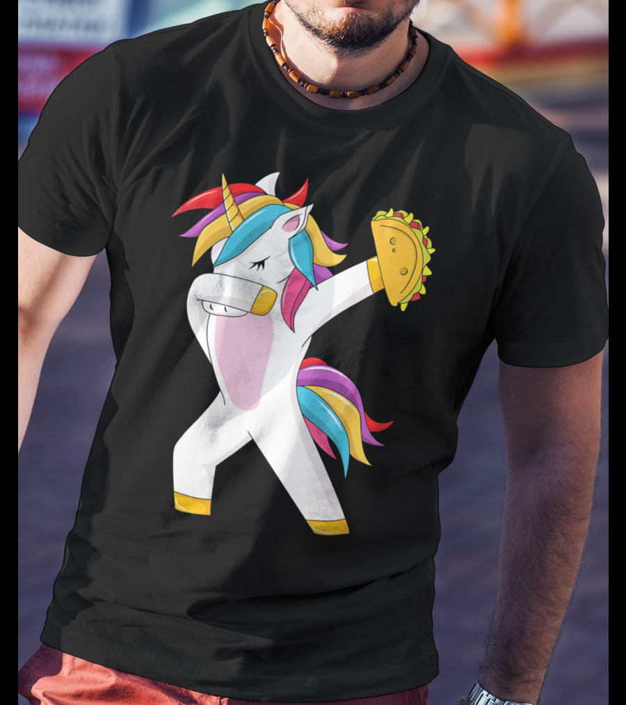 Taco Unicorn Dabbing Dab Funny Cinco De Mayo Rainbow T-Shirt