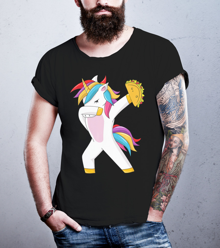 Taco Unicorn Dabbing Dab Funny Cinco De Mayo Rainbow T-Shirt