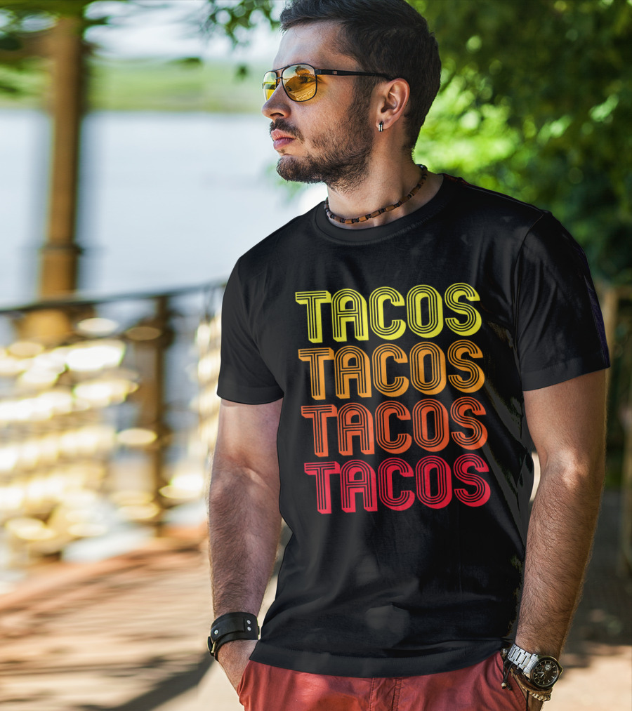 Vintage Tacos Guac Matching Set Funny Co Repeated Text Bold Gradient T-Shirt