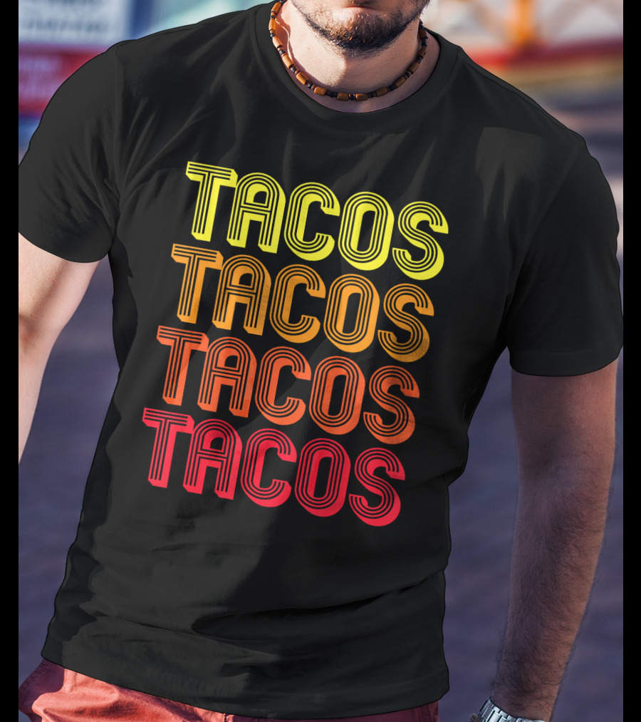 Vintage Tacos Guac Matching Set Funny Co Repeated Text Bold Gradient T-Shirt