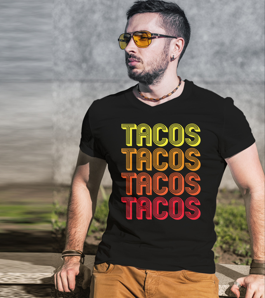 Vintage Tacos Guac Matching Set Funny Co Repeated Text Bold Gradient T-Shirt