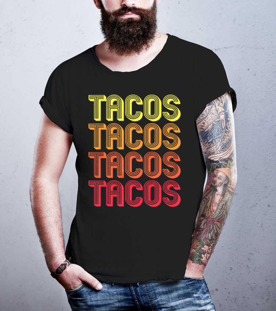 Vintage Tacos Guac Matching Set Funny Co Repeated Text Bold Gradient T-Shirt