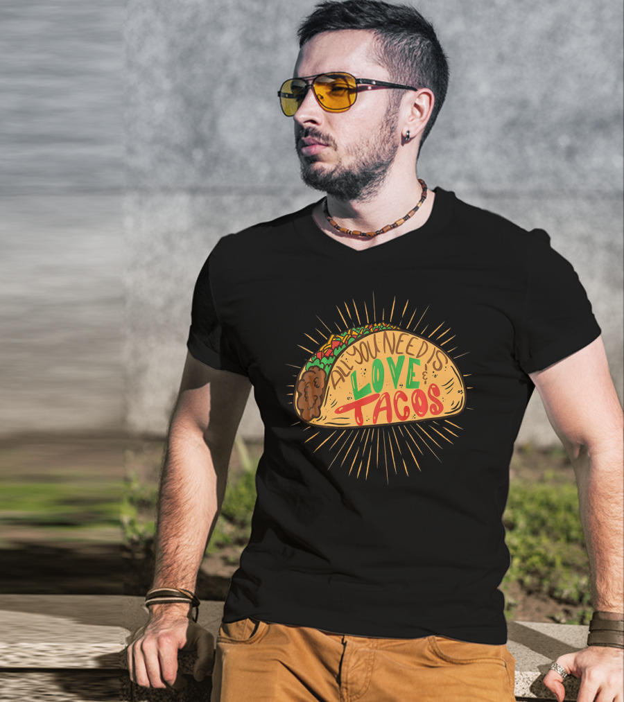 All You Need Is Love And Tacos Hand Drawn Vintage Taco T-Shirt