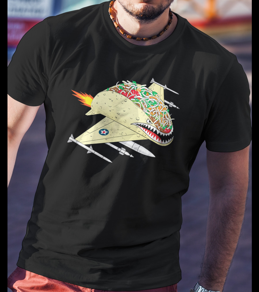 Taco Fighter Jet Air Force Military Shark T-Shirt