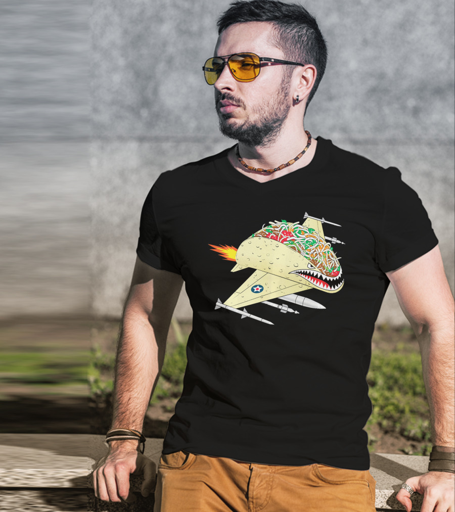 Taco Fighter Jet Air Force Military Shark T-Shirt
