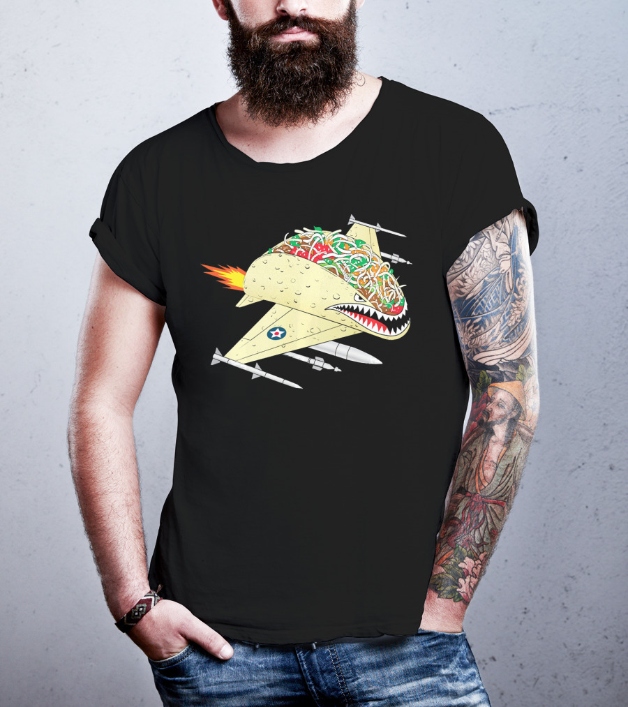Taco Fighter Jet Air Force Military Shark T-Shirt
