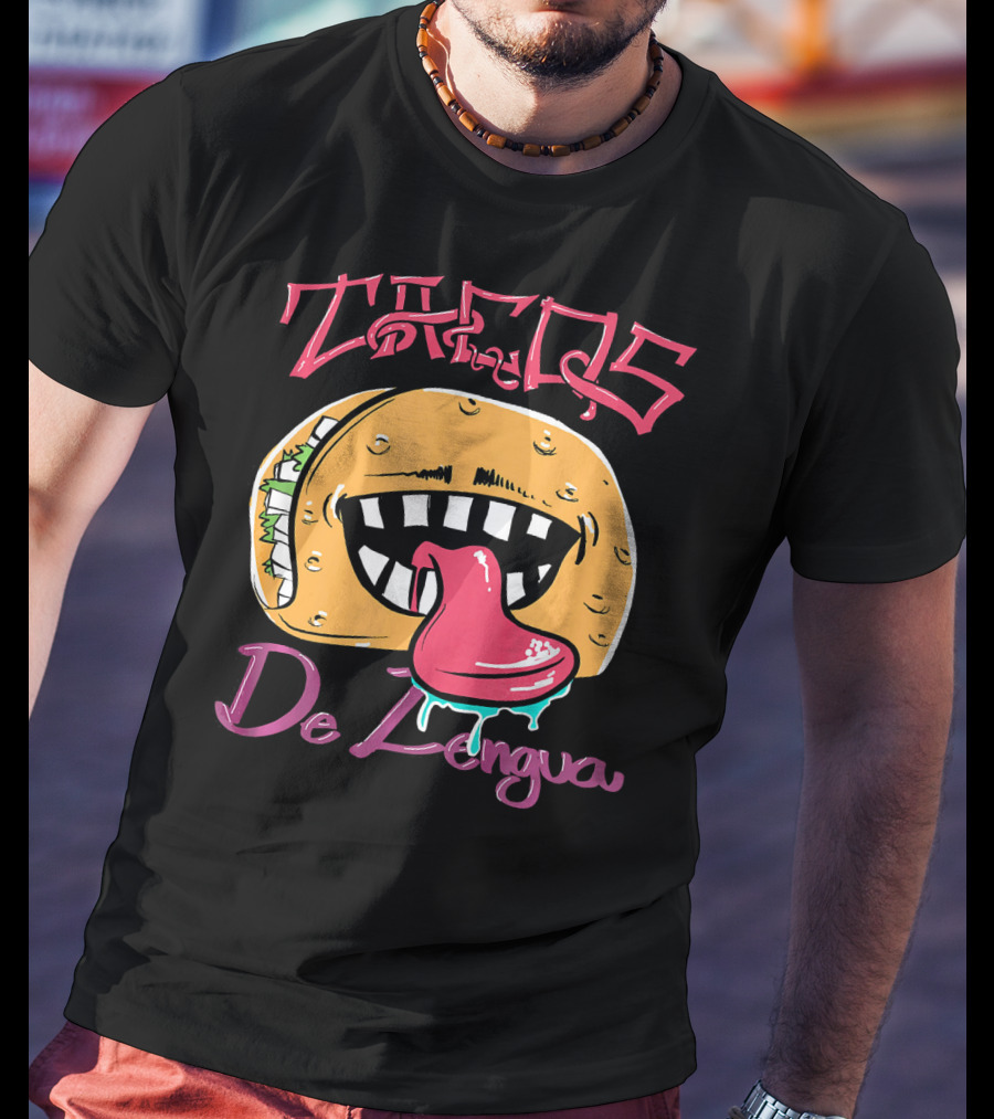 Tacos De Lengua Mexican Food Cartoon Taco Face With Tongue T-Shirt