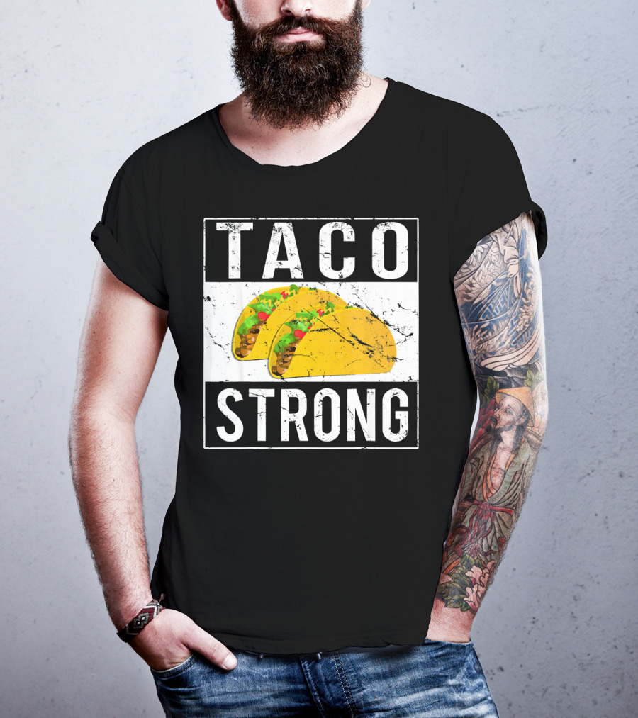 Taco Strong Bold Lettering With Yellow Tacos T-Shirt