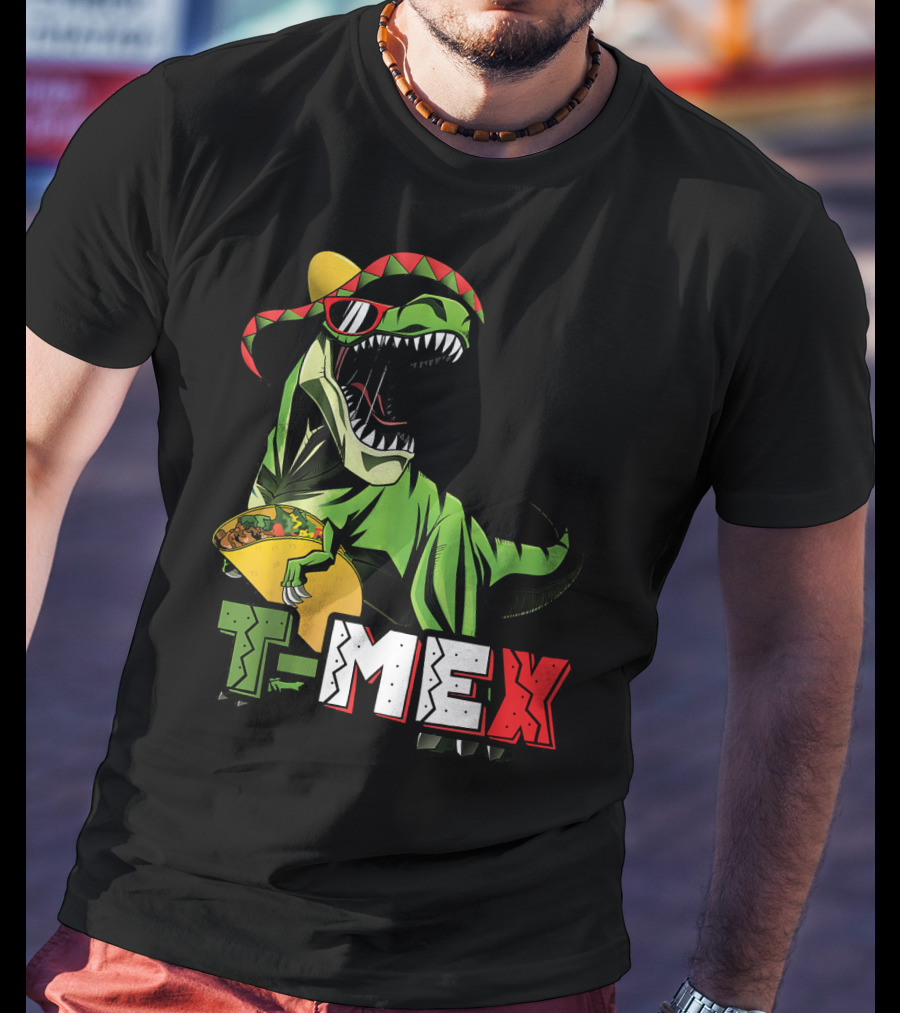 Taco Tuesday T-Mex Dinosaur With Sombrero T-Shirt
