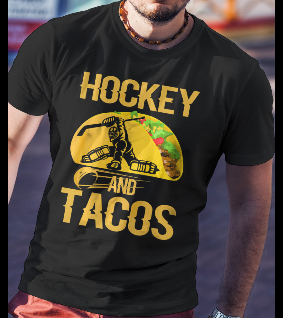 Hockey Taco Enthusiast With Skating Player And Vibrant Filling T-Shirt