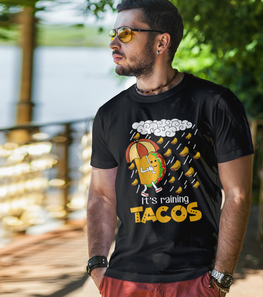 It's Raining Tacos Playful Cartoon Fun T-Shirt