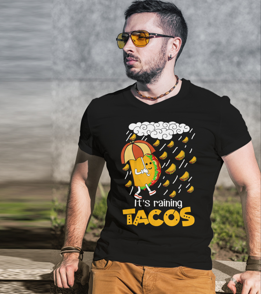 It's Raining Tacos Playful Cartoon Fun T-Shirt