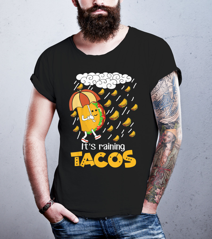 It's Raining Tacos Playful Cartoon Fun T-Shirt