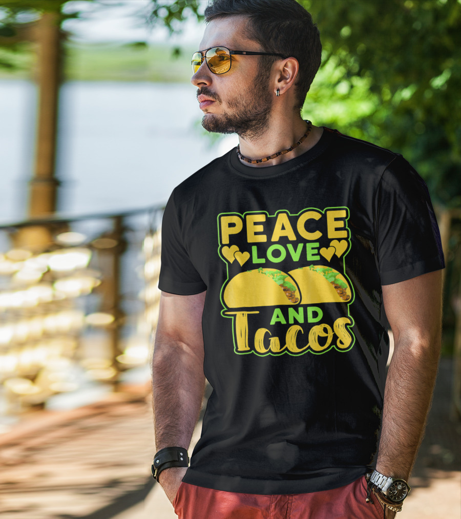 Peace Love And Tacos With Heart Symbols And Colorful Taco T-Shirt