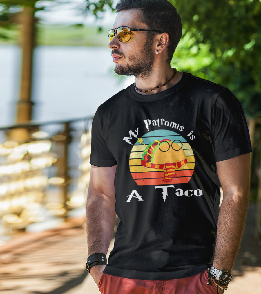 My Patronus Is A Taco Vintage Retro Rainbow Wizardry Fiesta T-Shirt