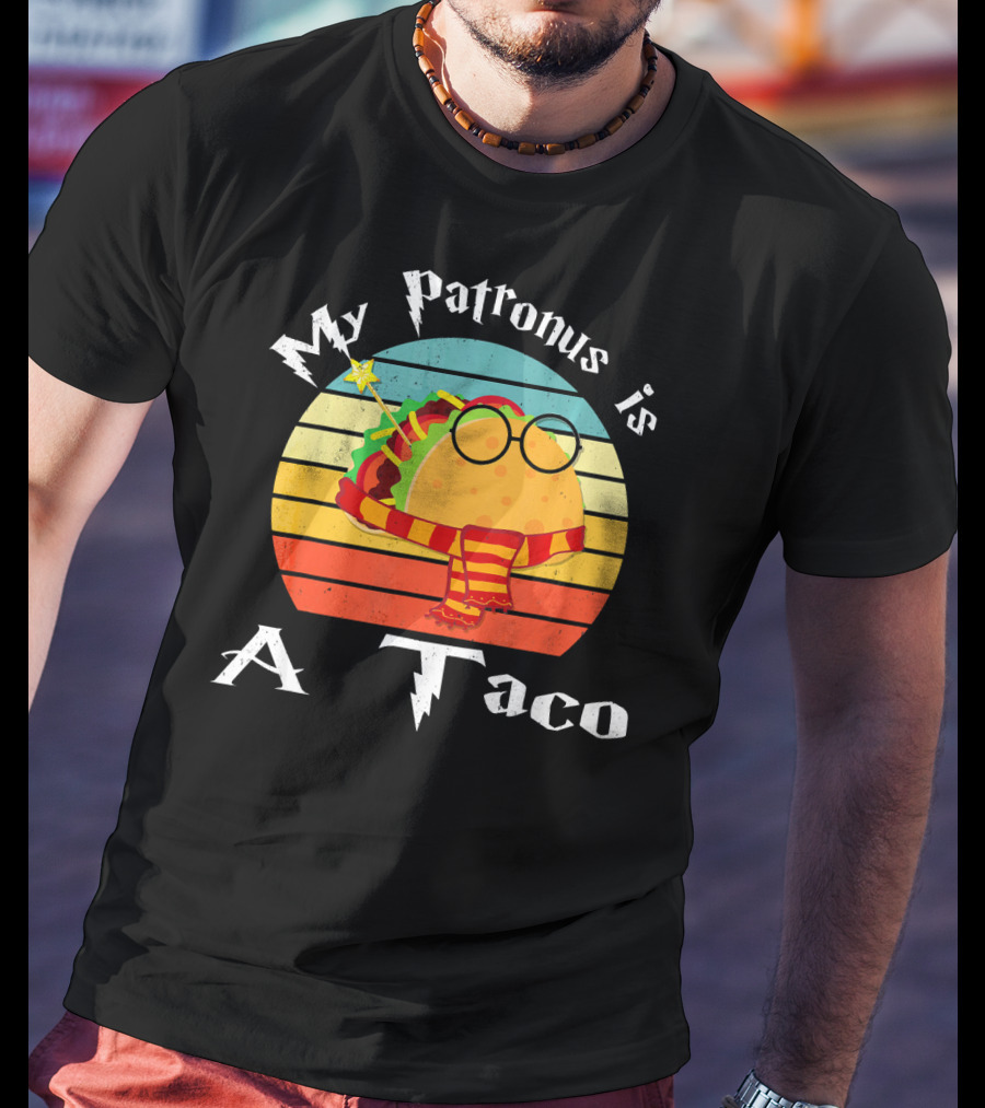 My Patronus Is A Taco Vintage Retro Rainbow Wizardry Fiesta T-Shirt