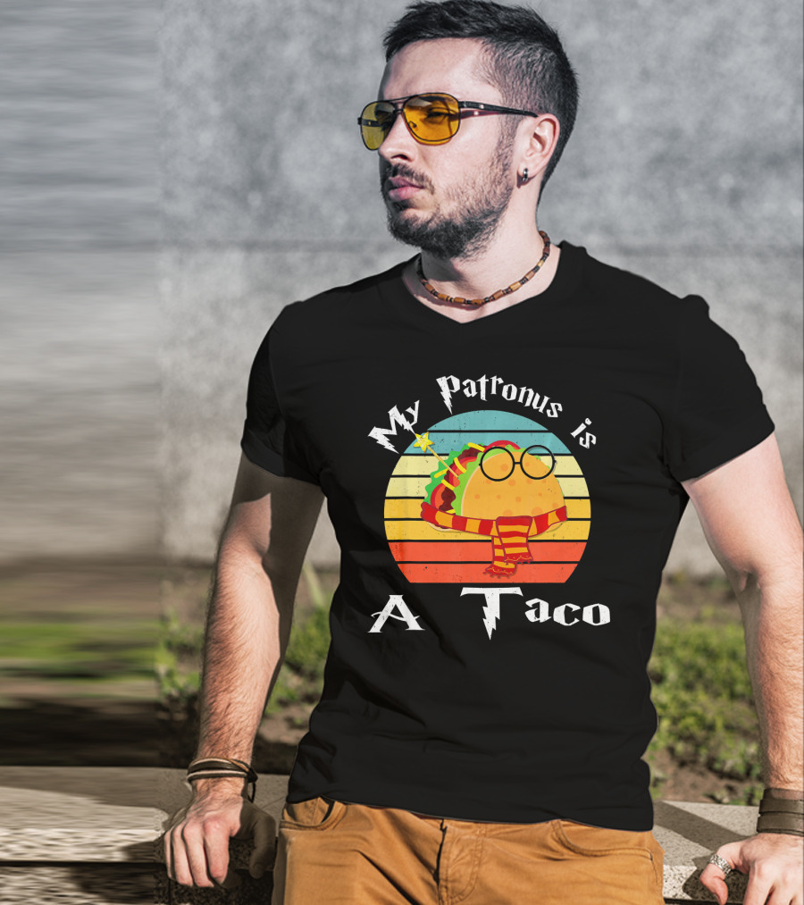 My Patronus Is A Taco Vintage Retro Rainbow Wizardry Fiesta T-Shirt
