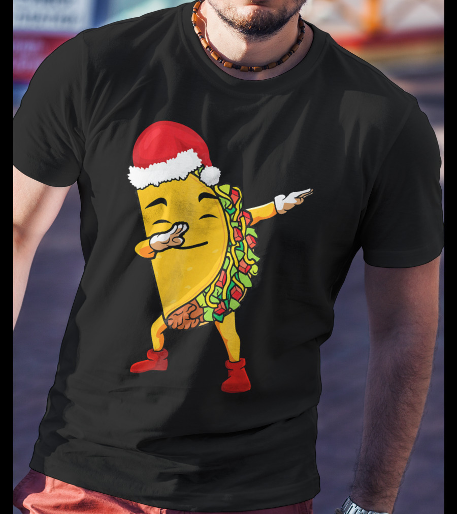 Funny Taco Santa Dabbing Christmas Matcher T-Shirt