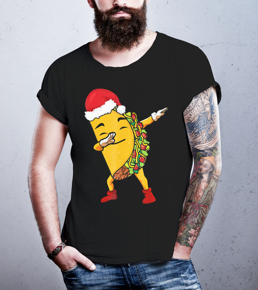 Funny Taco Santa Dabbing Christmas Matcher T-Shirt