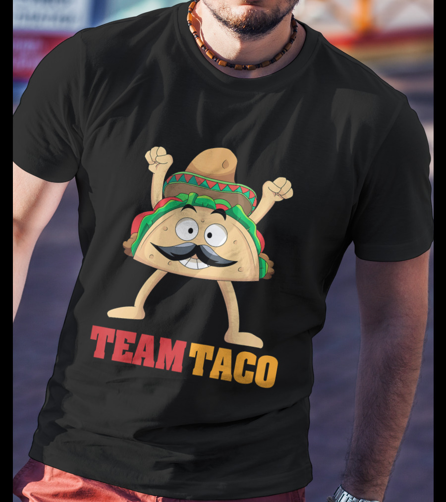 Team Taco Cartoon Mustache Sombrero Enthusiastic T-Shirt