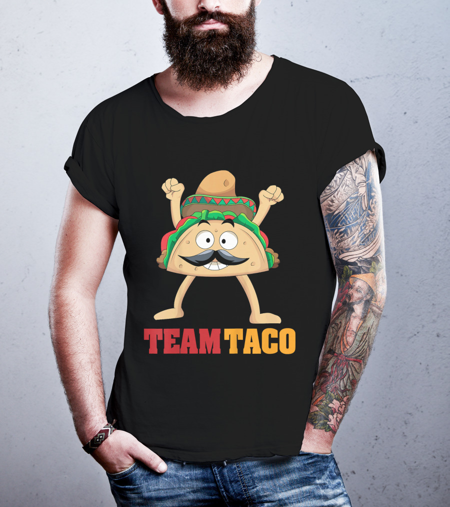 Team Taco Cartoon Mustache Sombrero Enthusiastic T-Shirt