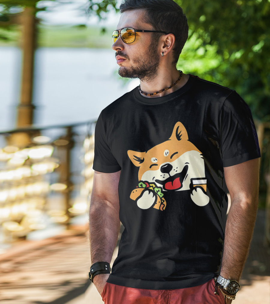 Cute Shiba Inu Taco Pocket Cinco De Mayo T-Shirt