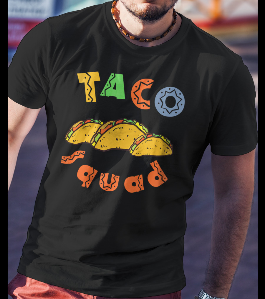 Taco Squad Colorful Lettering With Three Tacos T-Shirt
