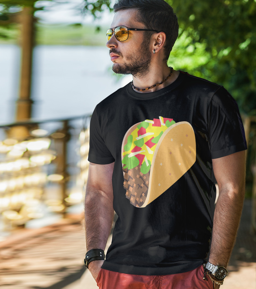 Emoji Taco Tuesday Mexican Tex Mex Torti Pixelated T-Shirt