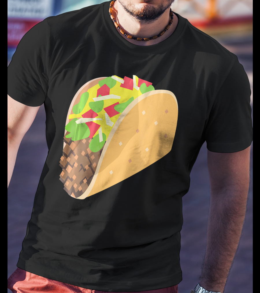 Emoji Taco Tuesday Mexican Tex Mex Torti Pixelated T-Shirt