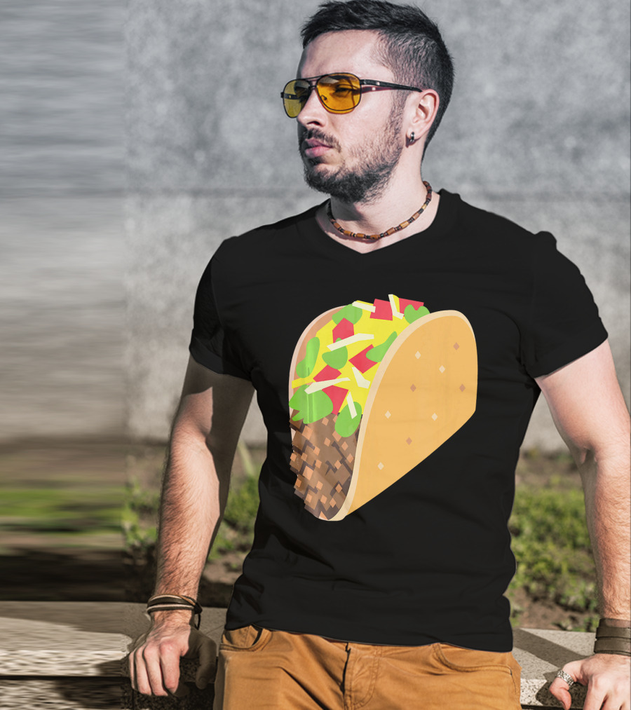 Emoji Taco Tuesday Mexican Tex Mex Torti Pixelated T-Shirt