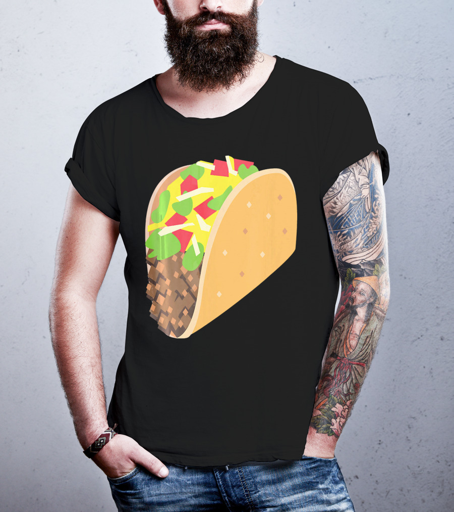Emoji Taco Tuesday Mexican Tex Mex Torti Pixelated T-Shirt