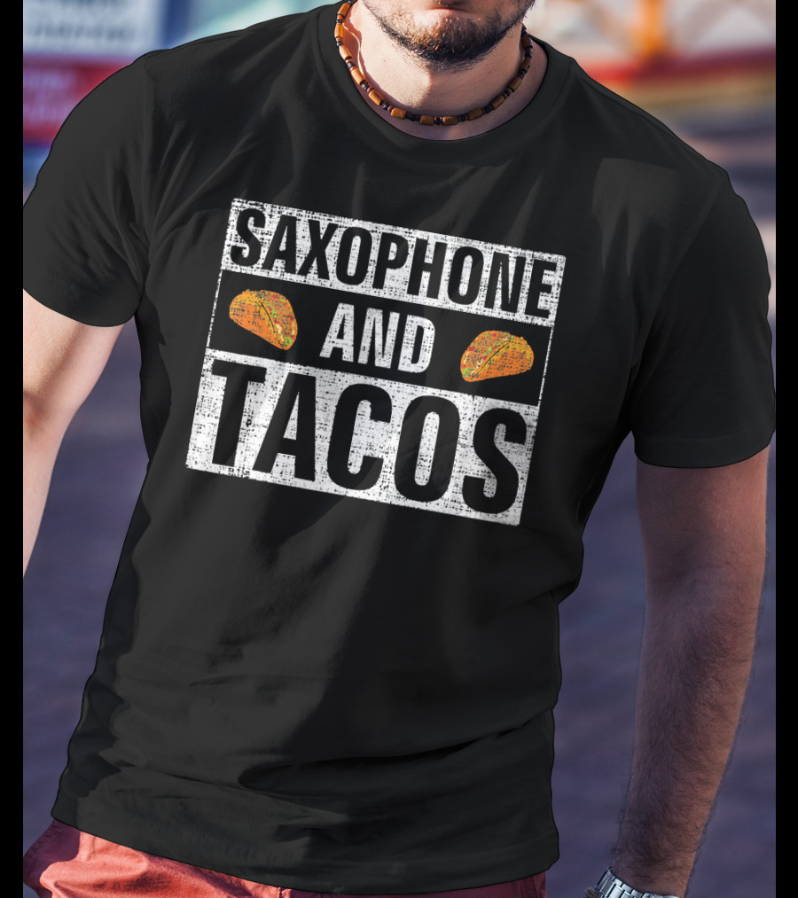Saxophone And Tacos Vintage Style With Taco Icons T-Shirt