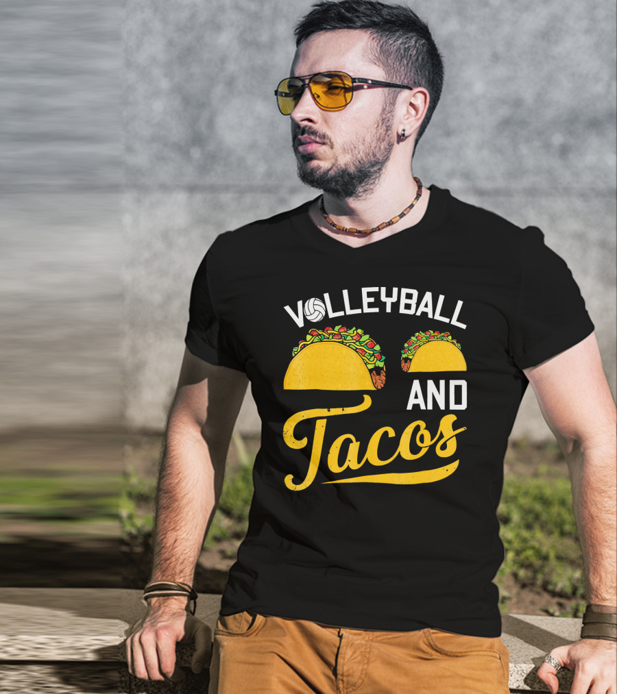 Volleyball Enthusiast's Love For Tacos T-Shirt