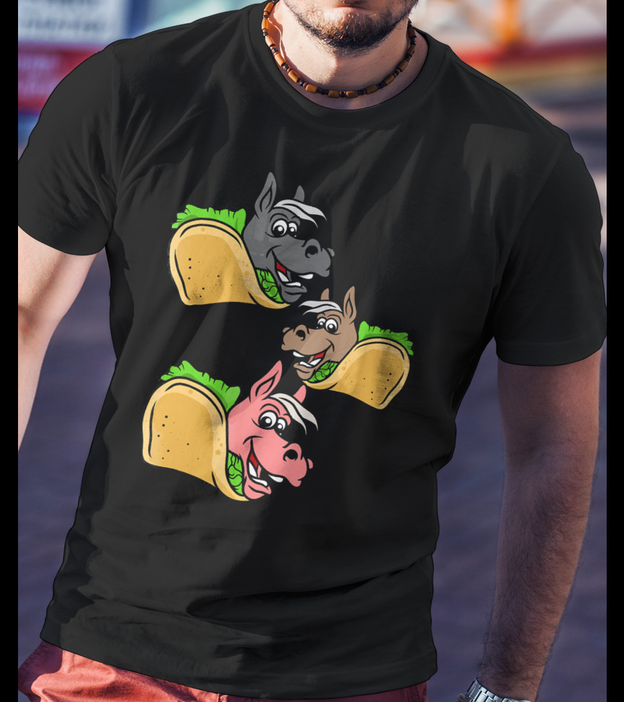 Horses And Tacos Trio Fun Faces T-Shirt