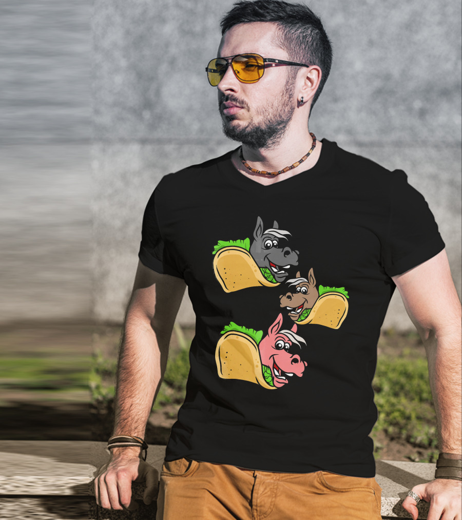 Horses And Tacos Trio Fun Faces T-Shirt