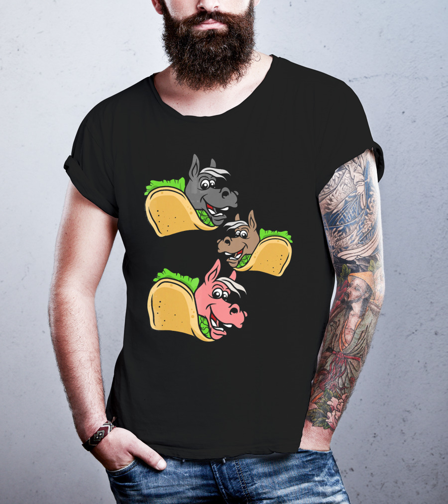 Horses And Tacos Trio Fun Faces T-Shirt