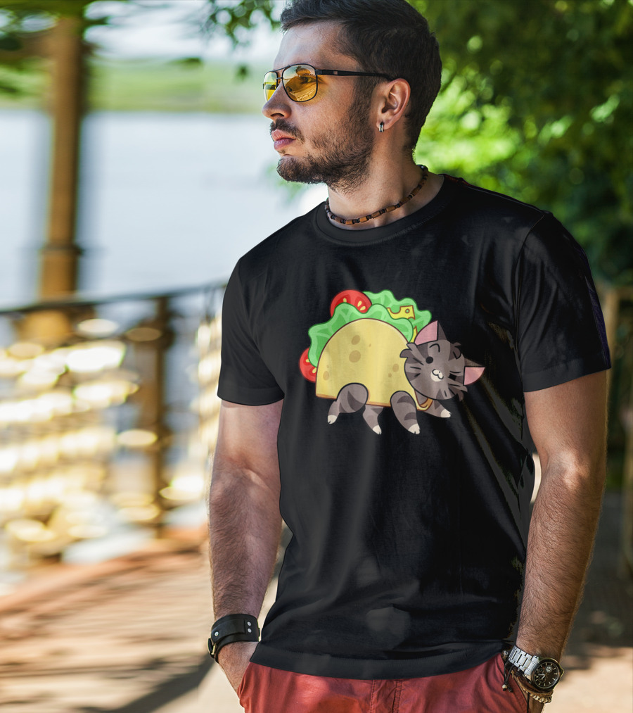 Hard Shell Tacos Cat With Lettuce And Tomato T-Shirt