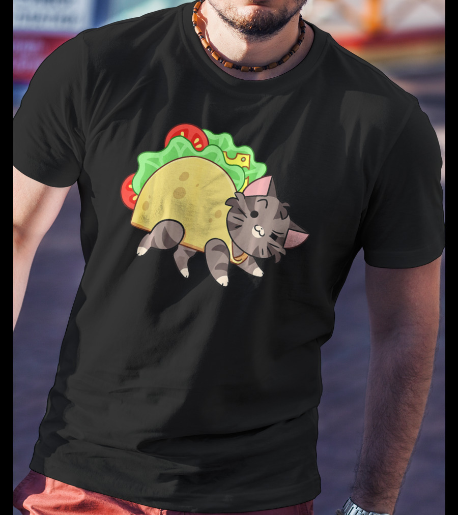 Hard Shell Tacos Cat With Lettuce And Tomato T-Shirt
