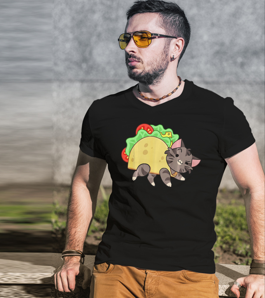 Hard Shell Tacos Cat With Lettuce And Tomato T-Shirt