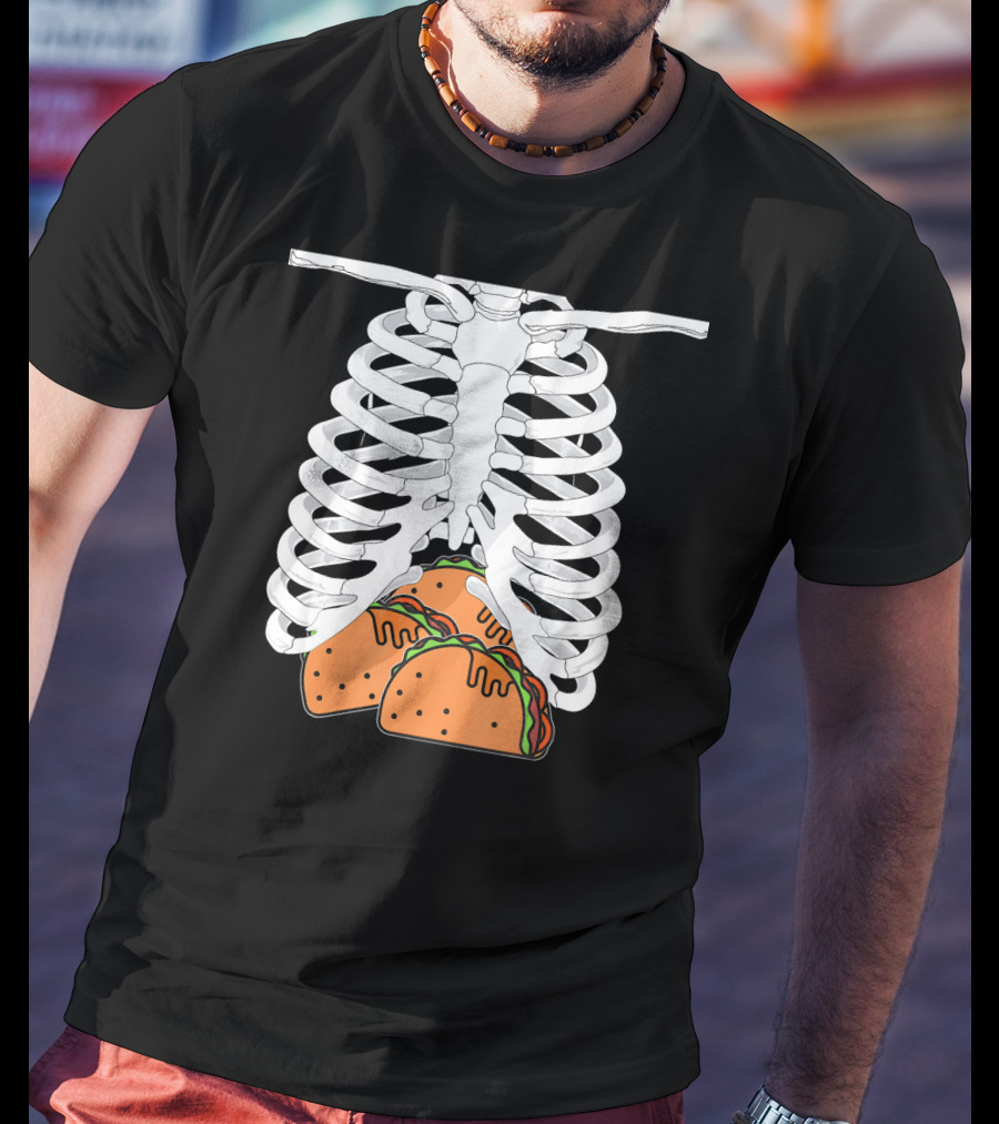 Halloween Taco Lover Skeleton Rib Cage Food Humor T-Shirt