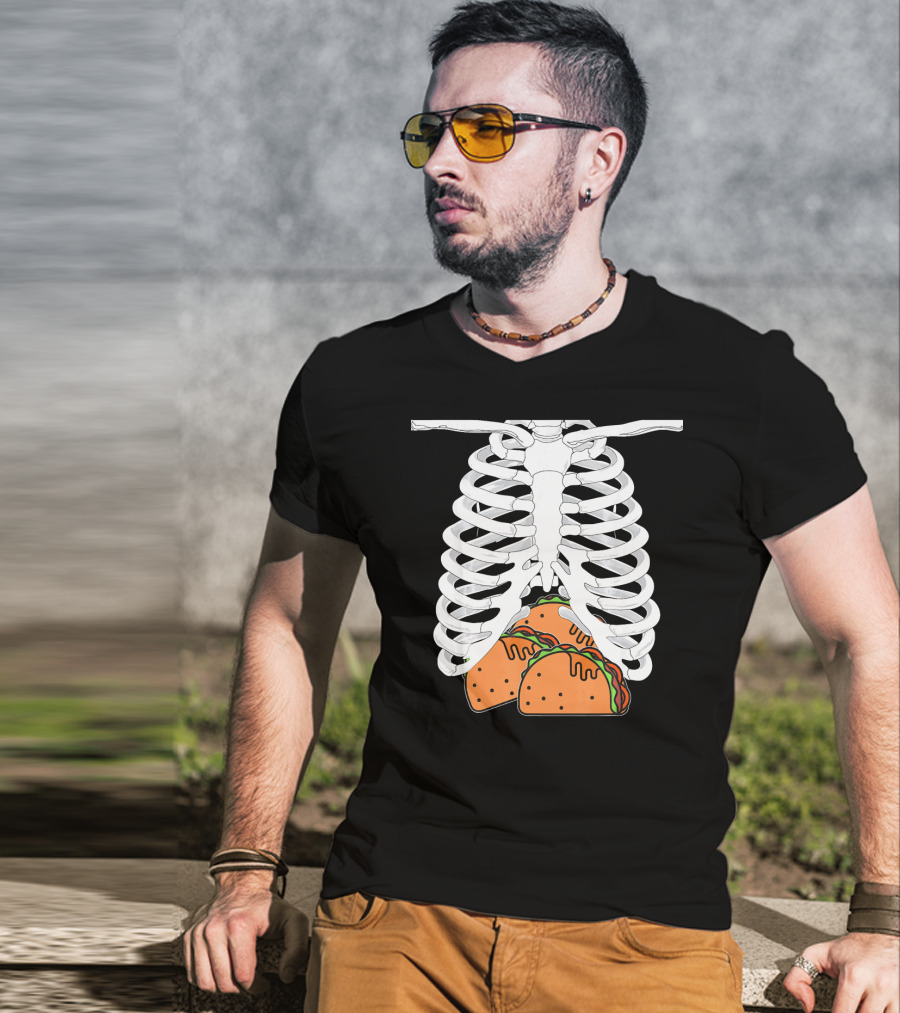 Halloween Taco Lover Skeleton Rib Cage Food Humor T-Shirt