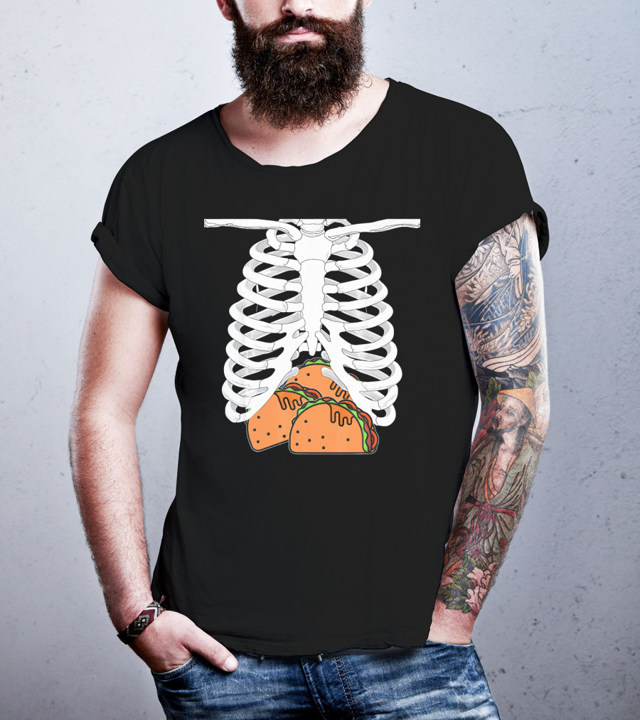 Halloween Taco Lover Skeleton Rib Cage Food Humor T-Shirt